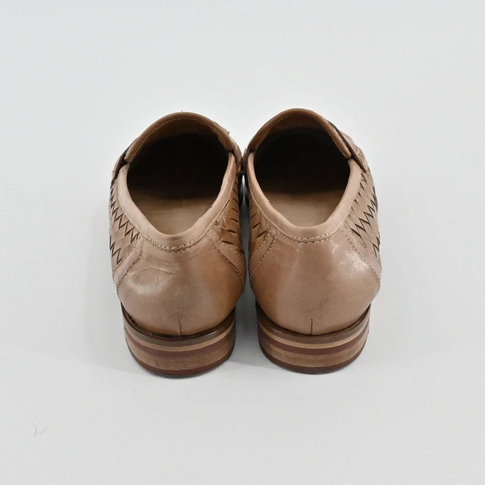 Sesto Meucci Woven Leather Penny Loafers in Tan